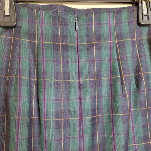 Ellen Tracy Wool Pencil Skirt Green Plaid - Picture 4 of 6